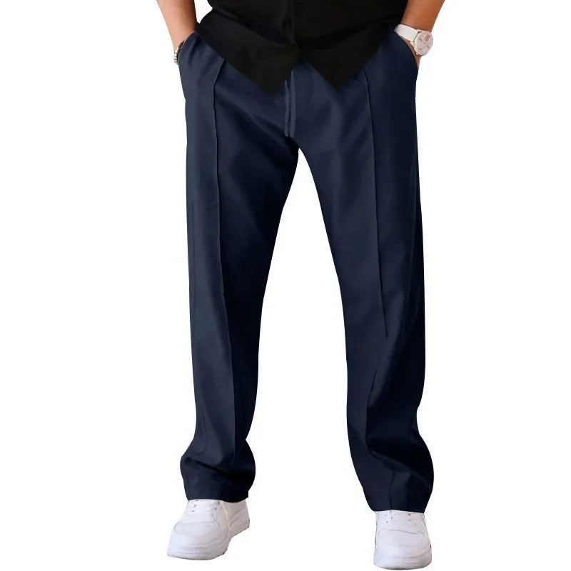 Comfortable Fit Straight Leg Pants with Elastic Waist