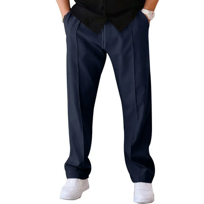 Comfortable Fit Straight Leg Pants with Elastic Waist