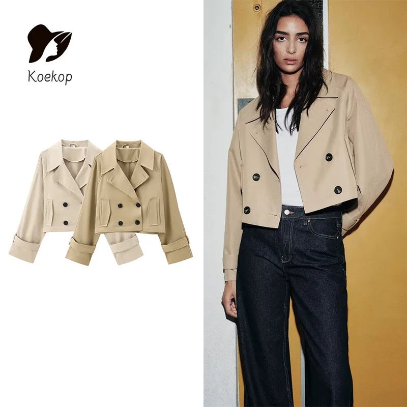 Classic Ladies Short Trench Raincoat - BritishElegance