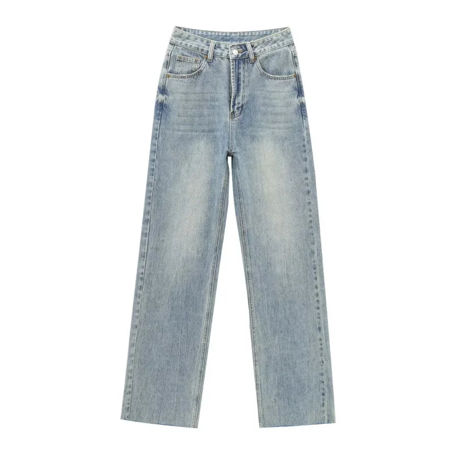 Comfortable High Waisted Wide Leg Jeans Women