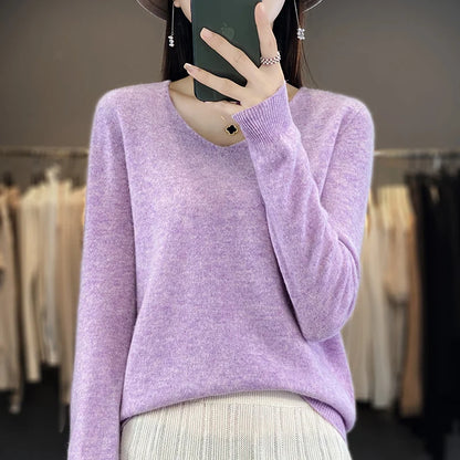 Cozy Australian Merino Wool V-Neck Sweater