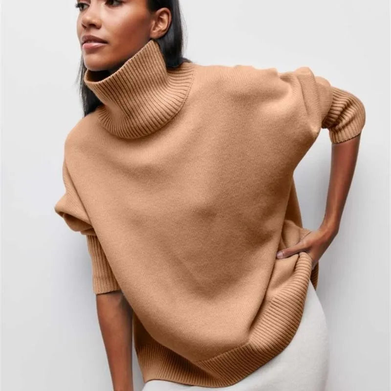 Warm Oversized Crew Neck Knit Sweater