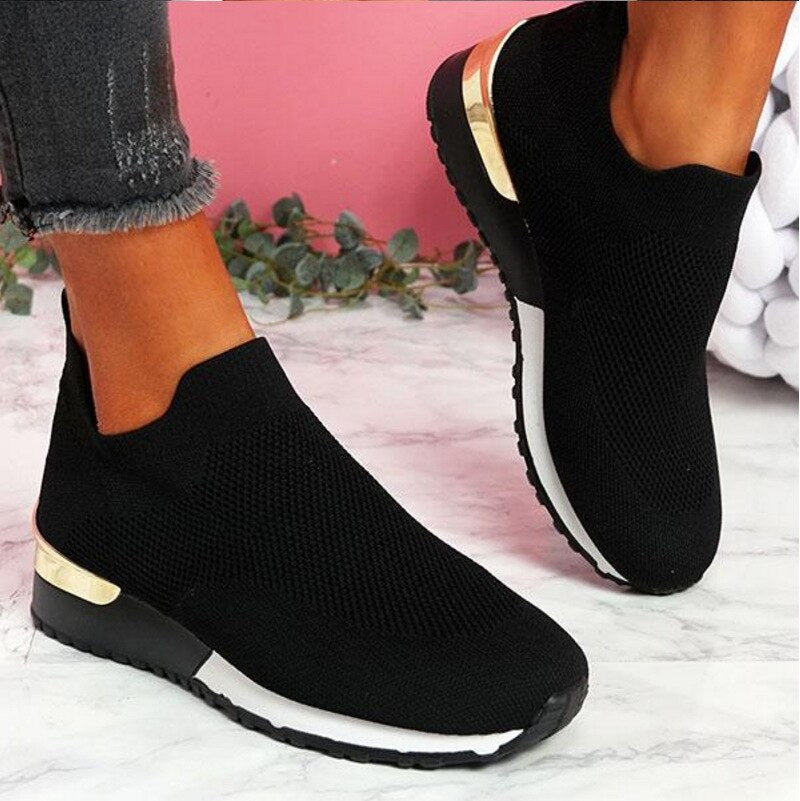 Women's Breathable Sneakers with Metallic Accents - BritishElegance