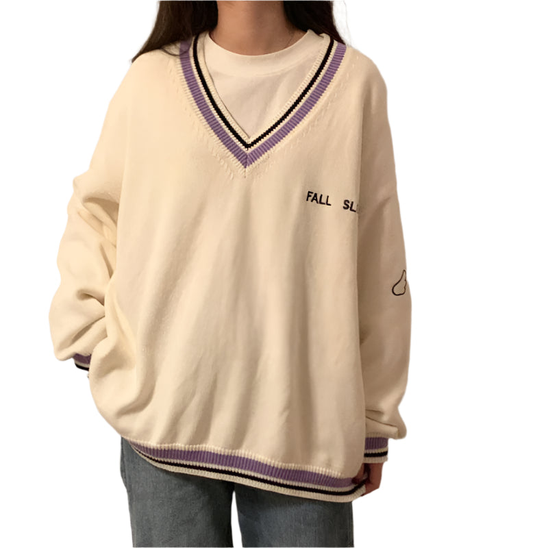 Cozy Women's Large V-Neck Winter Sweater - BritishElegance