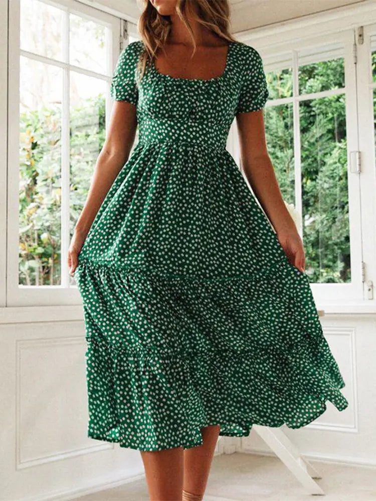 Classic Floral Long Sleeve Maxi Dress with High Slit