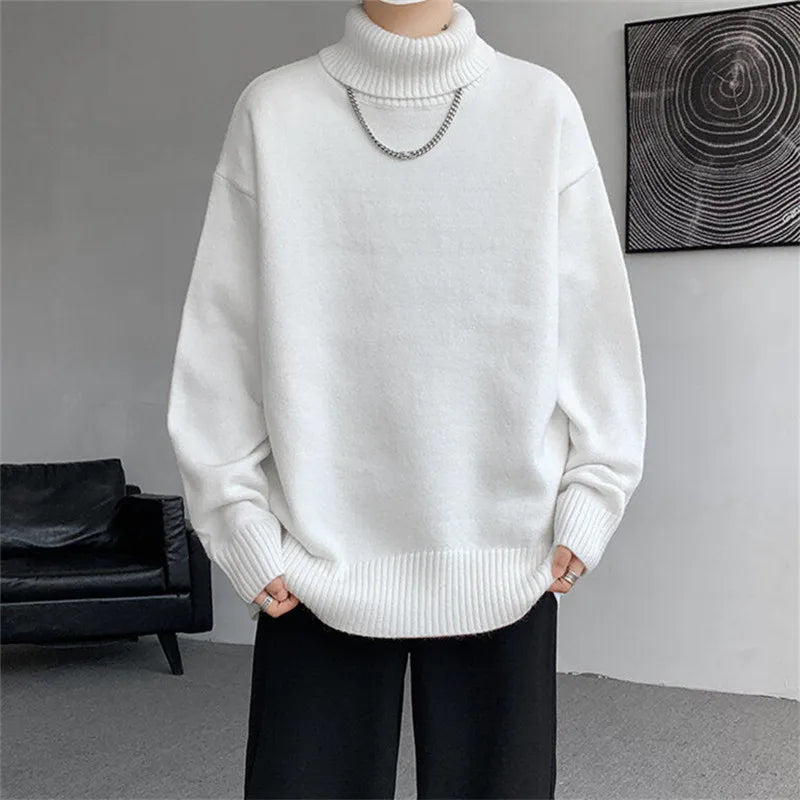 Cozy Mens Large Turtleneck Winter Sweater - BritishElegance