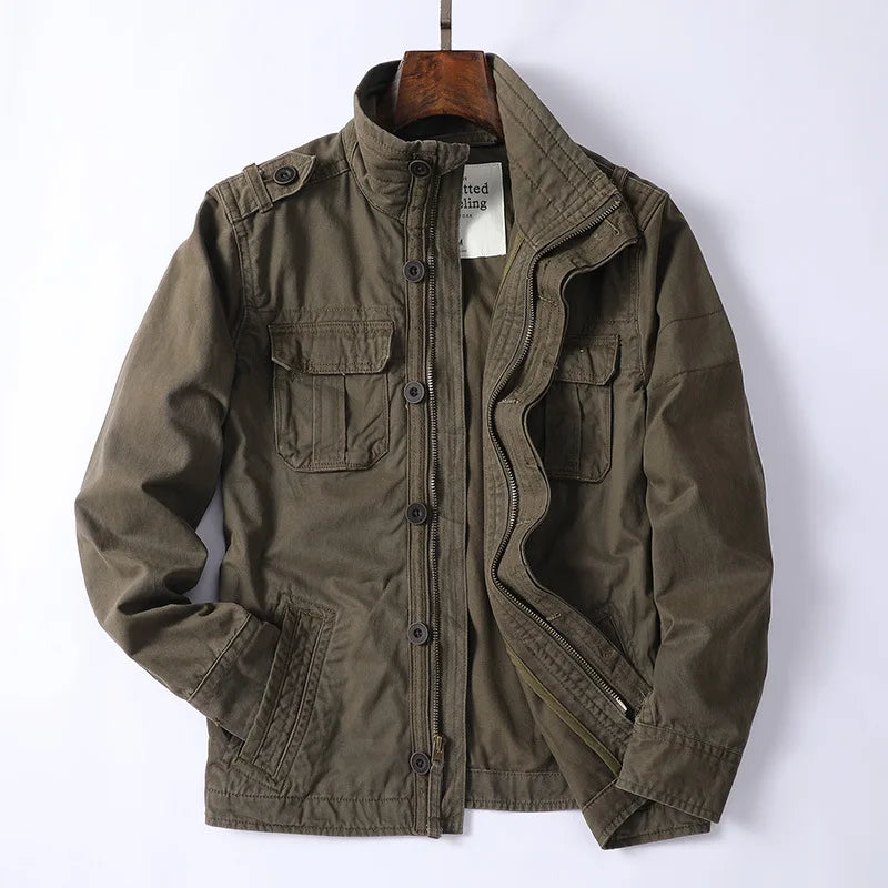 Classic Blue Cargo Jacket for Men