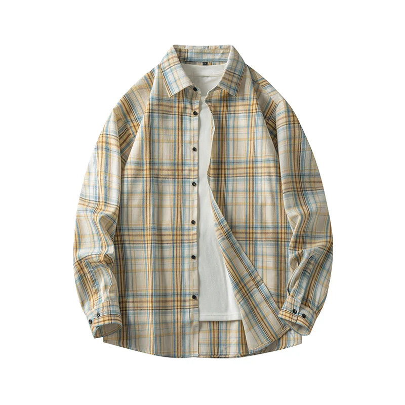 Comfortable Plaid Cotton Shirt - Cozy Long Sleeve Casual Wear