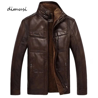 Men's Faux Leather Warm Winter Coat - BritishElegance