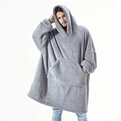 Oversized flannel blanket hoodie for men & women – FleeceHaven