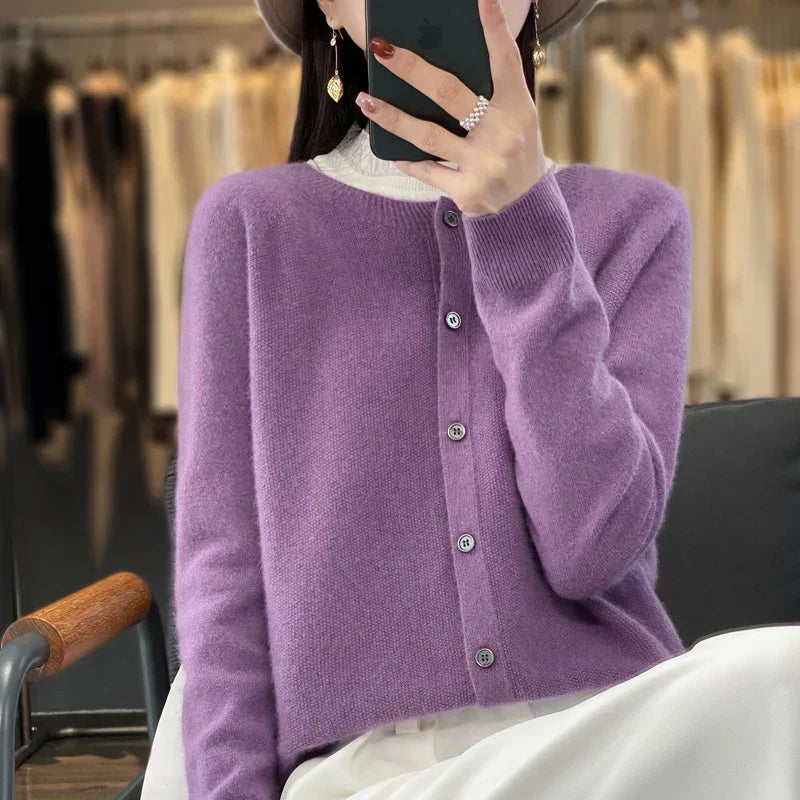 Soft Women's Open Front Wool Cardigan Sweater