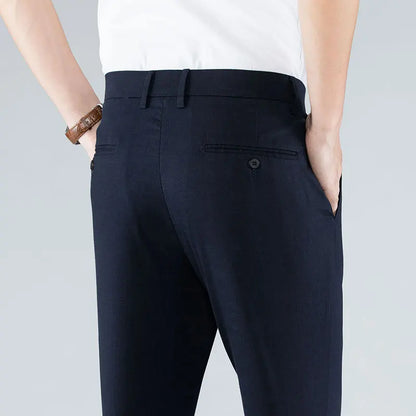 Lightweight Comfortable Linen Blend Straight Pants