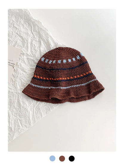 Colorful Striped Knit Fisherman Hat for Women