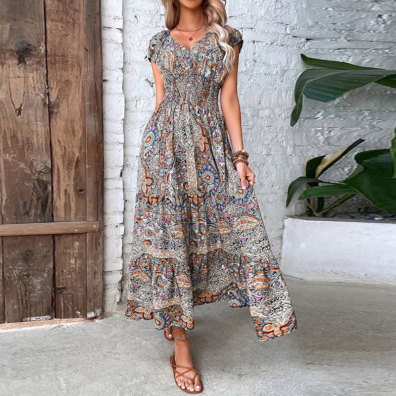Bohemian Floral Maxi Dress for Women