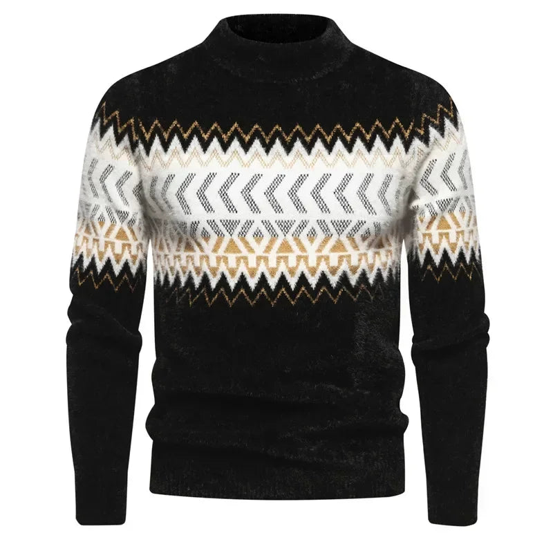Fake Fur Crew Neck Sweater Men