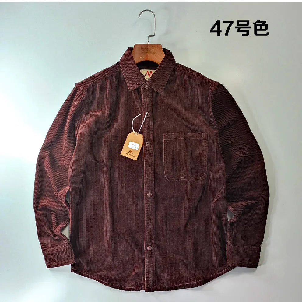 Classic Casual Corduroy Shirt for Men - Cotton Long Sleeve