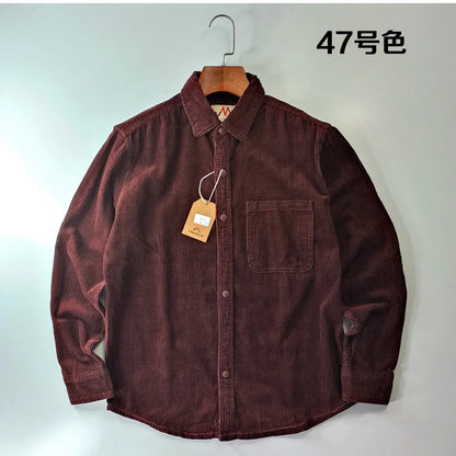 Classic Casual Corduroy Shirt for Men - Cotton Long Sleeve