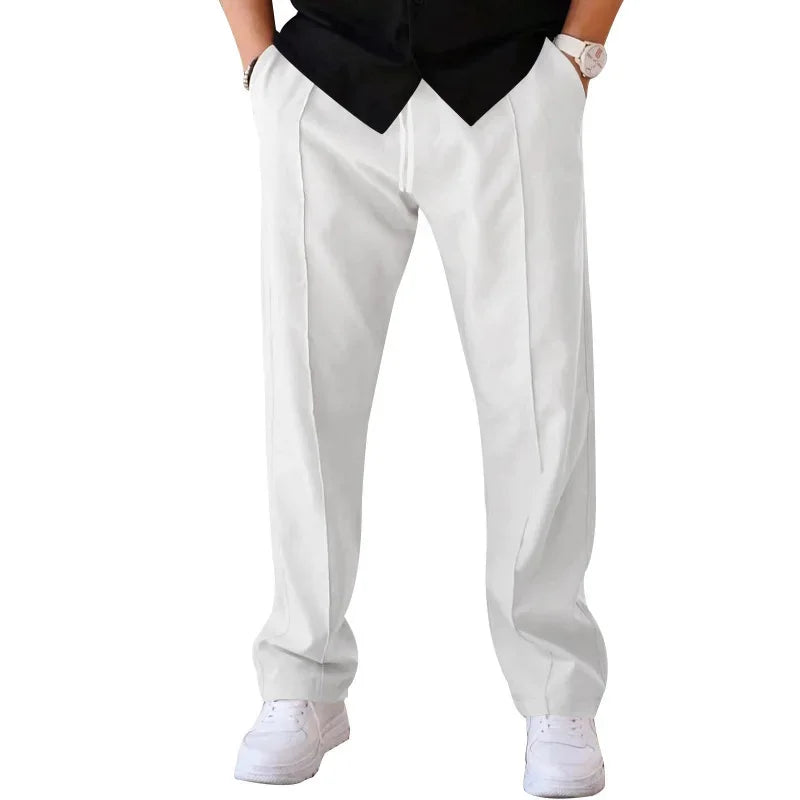 Comfortable Fit Straight Leg Pants with Elastic Waist