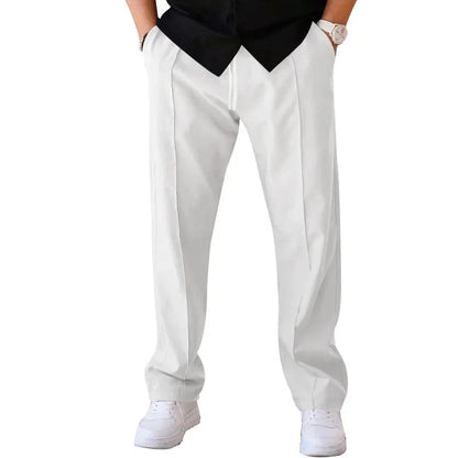 Comfortable Fit Straight Leg Pants with Elastic Waist