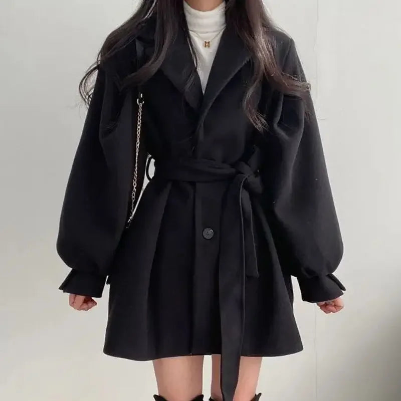 Fitted Ladies' Belted Short Trench Coat