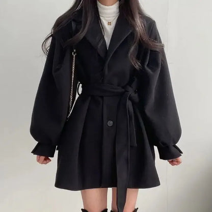 Fitted Ladies' Belted Short Trench Coat