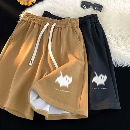 Retro High Waist Cute Cat Print Shorts