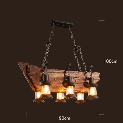Rustic Metal Wood LED Ceiling Lamp