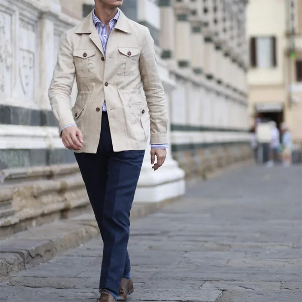 Classic Cotton Safari Jacket for Men - BritishElegance