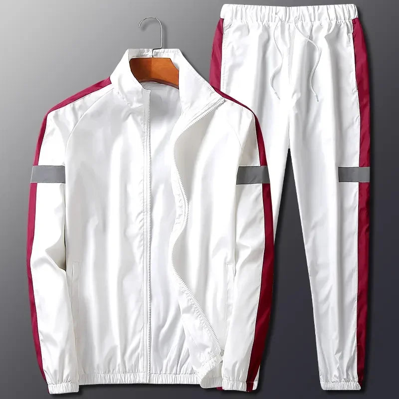 Men's Athletic Zip Jacket and Sweatpant Tracksuit Set - BritishElegance