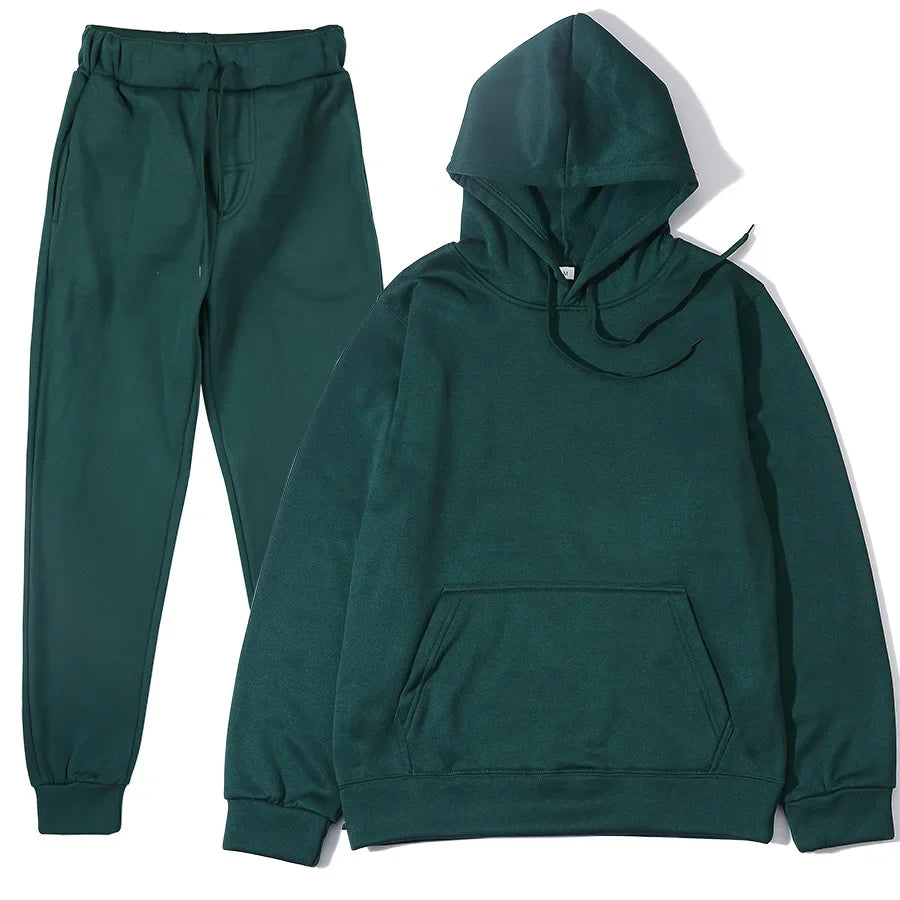 Classic Crew Neck Sweat Suit Set - BritishElegance