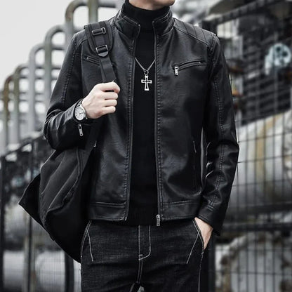 Fitted Petite Synthetic Leather Jacket Coat