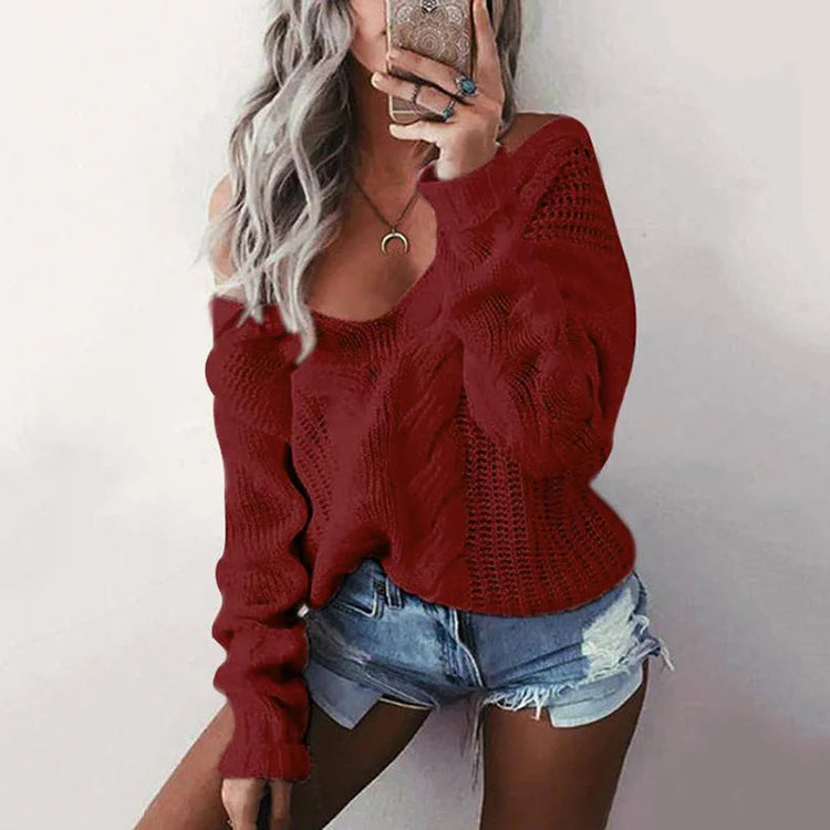 Ladies' oversized knitted sweater with long sleeves – Thalia