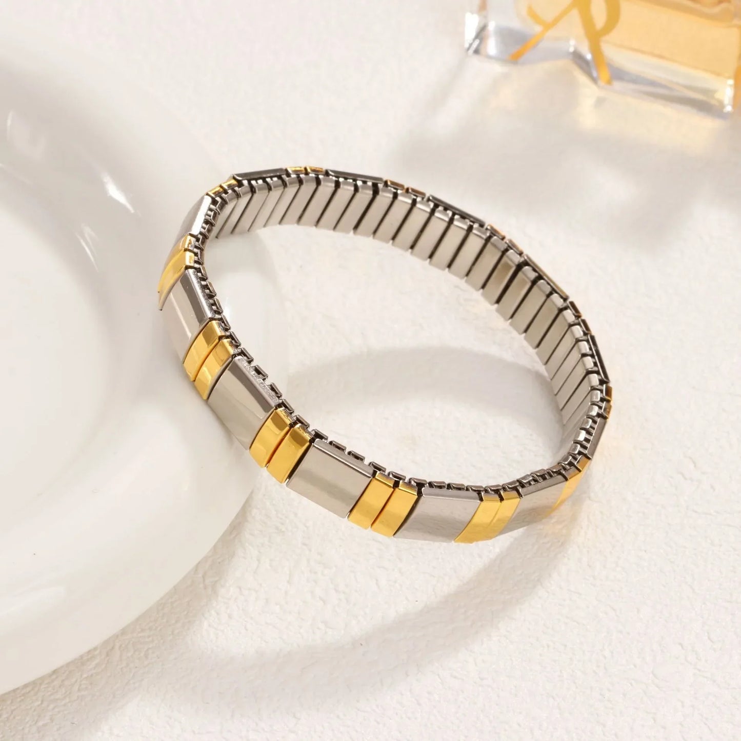 Rose Gold Tone Metal Love Stretch Bracelet