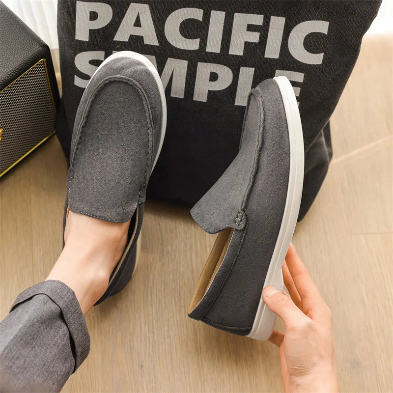Men's Brown Suede Slip-On Loafers - Comfortable Grip Shoes