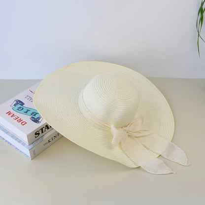 Lightweight Natural Fiber Summer Panama Hat with Ribbon