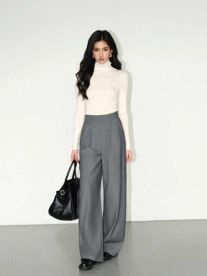 Colorful High Waist Wide Leg Suit Trousers