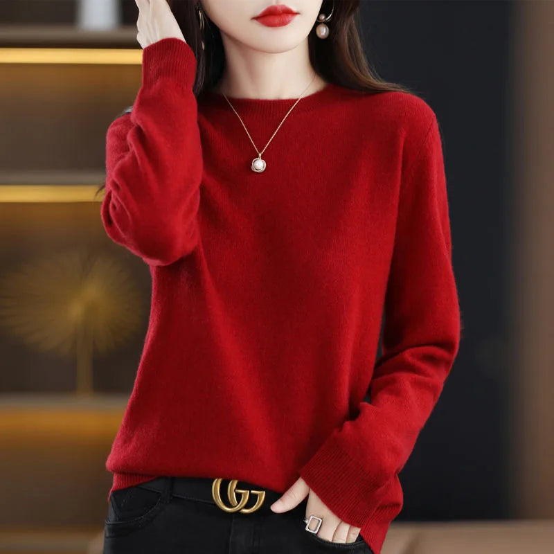 Soft Women's Merino Wool Crew Neck Sweater