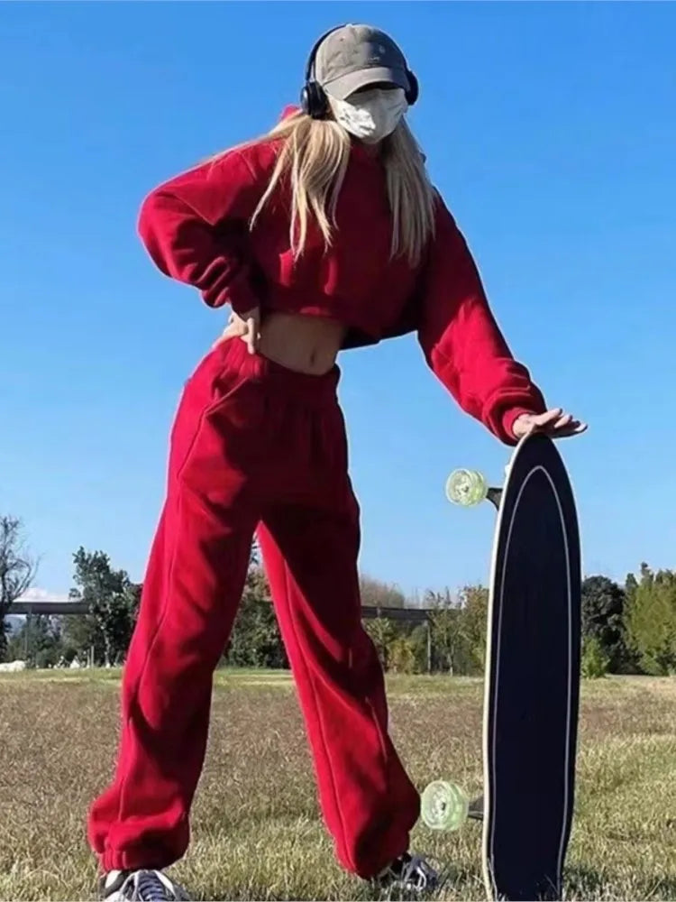 Warm Fleece Hoodie and Pant Set for Women