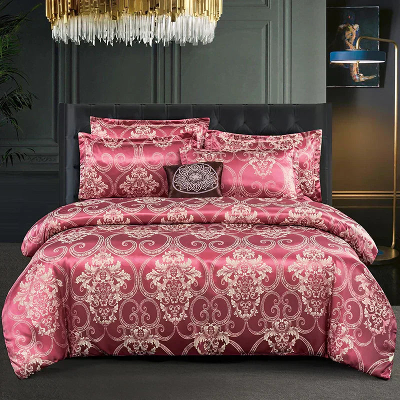 Luxury Soft Gold Blue Bedding Duvet Cover Set