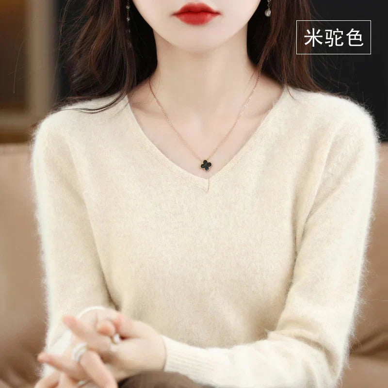 Luxury Soft Cashmere V-Neck Sweater for Women