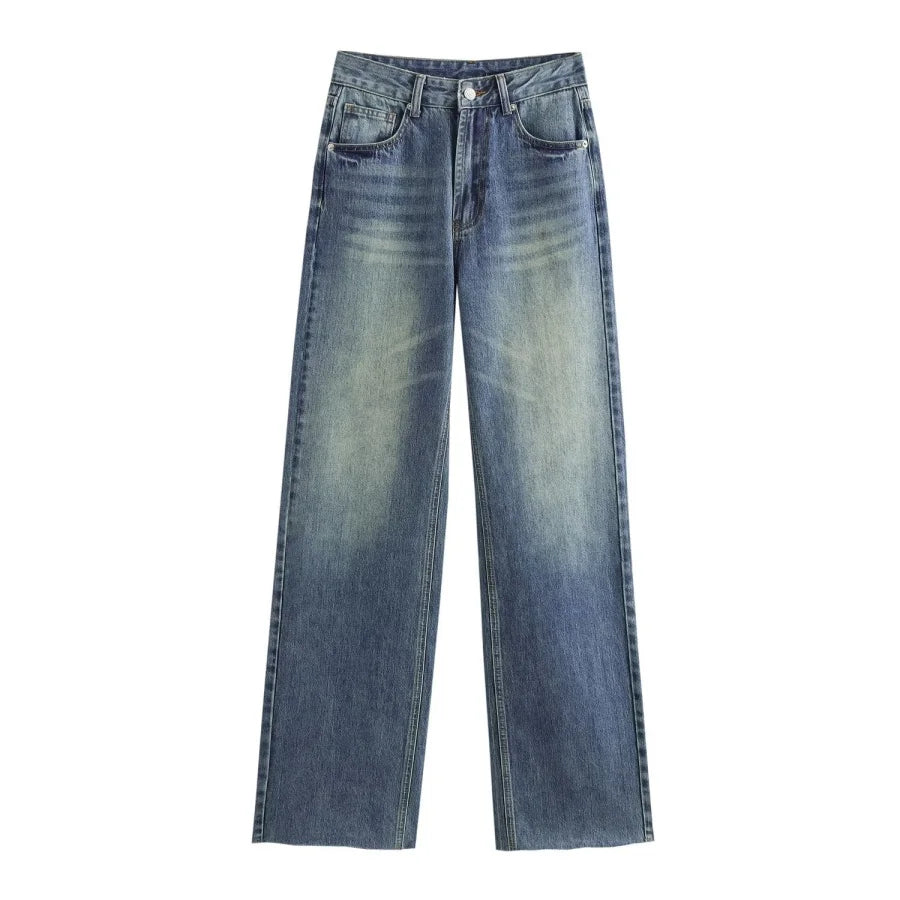Comfortable High Waisted Wide Leg Jeans Women