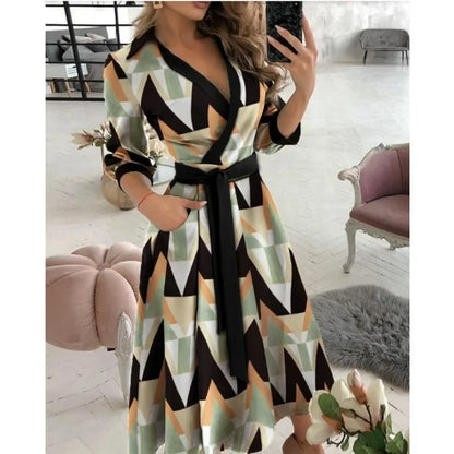 Elegant Long Sleeve Wrap Dress