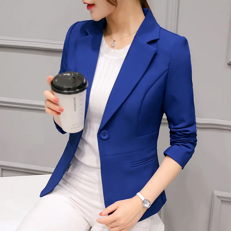 Classic Fit Navy Blue Business Jacket for Women - BritishElegance