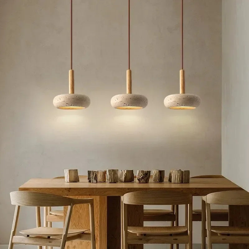Small Travertine LED Pendant Light for Dining Areas - BritishElegance
