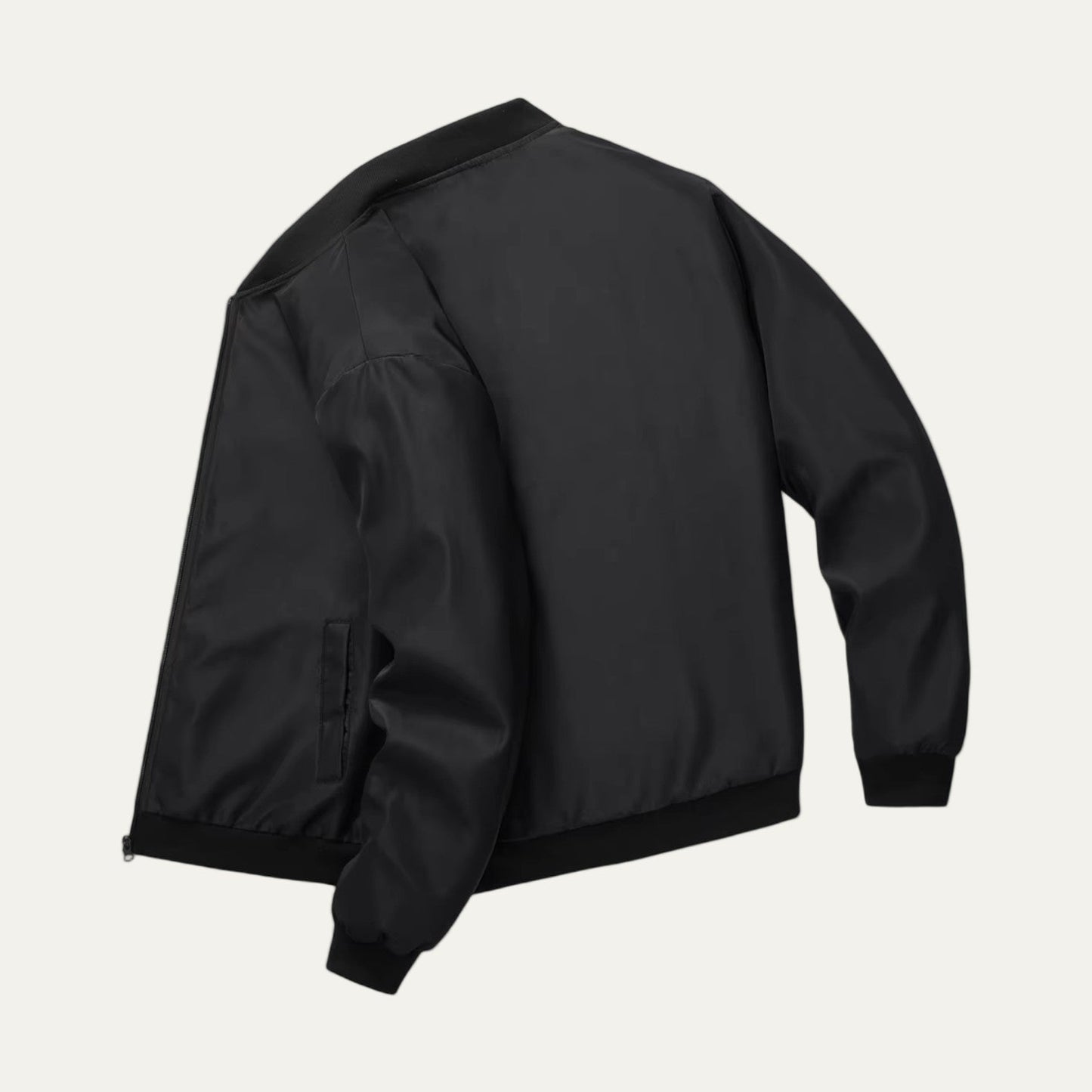 Men’s Minimalist Collarless Zip Front Bomber Jacket