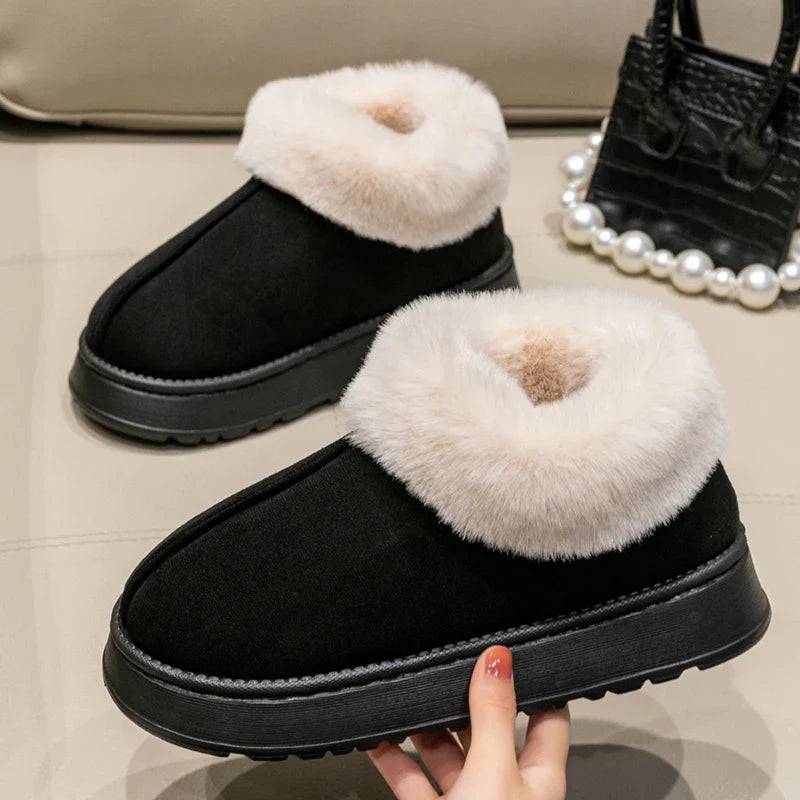 Cozy Faux Fur Slipper Boots for Women - Warm Indoor Shoes