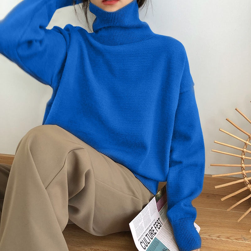 Cozy Oversized Winter Knit Turtleneck Sweater