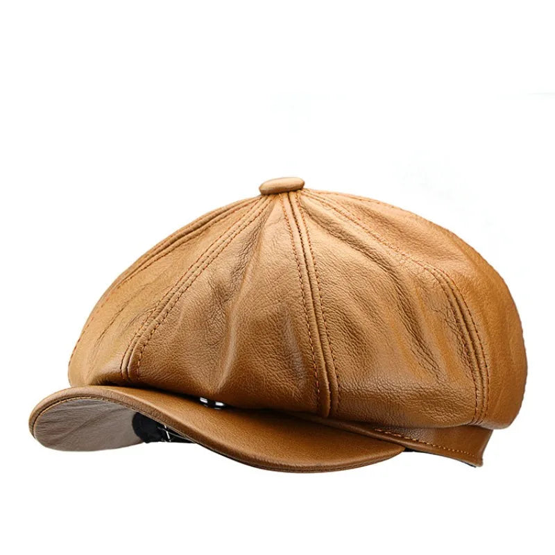 Large Genuine Leather Newsboy Cap XXL
