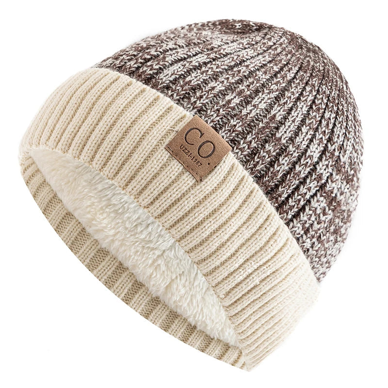 Warm Double Tone Fleece Lined Winter Hat