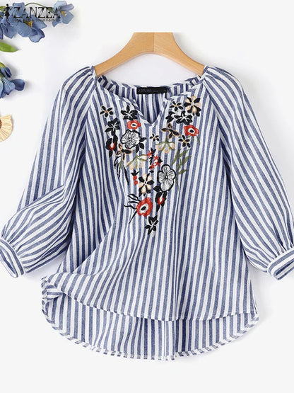 Beautiful Floral Print Summer Blouse for Women